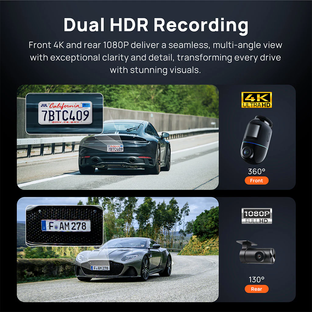 70mai Dash Cam 4K Omni 360° Full View with Dual Sony STARVIS 2, AI 2.0 & 4G LTE Supported - Image 4